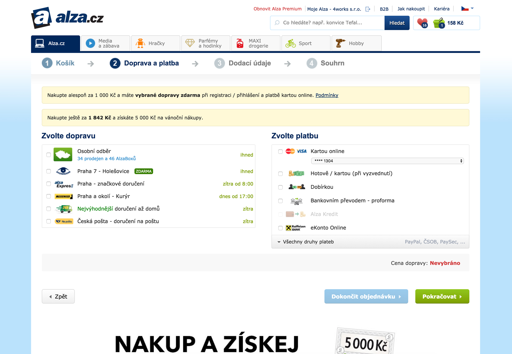 Alza.cz Doprava a platba 2016