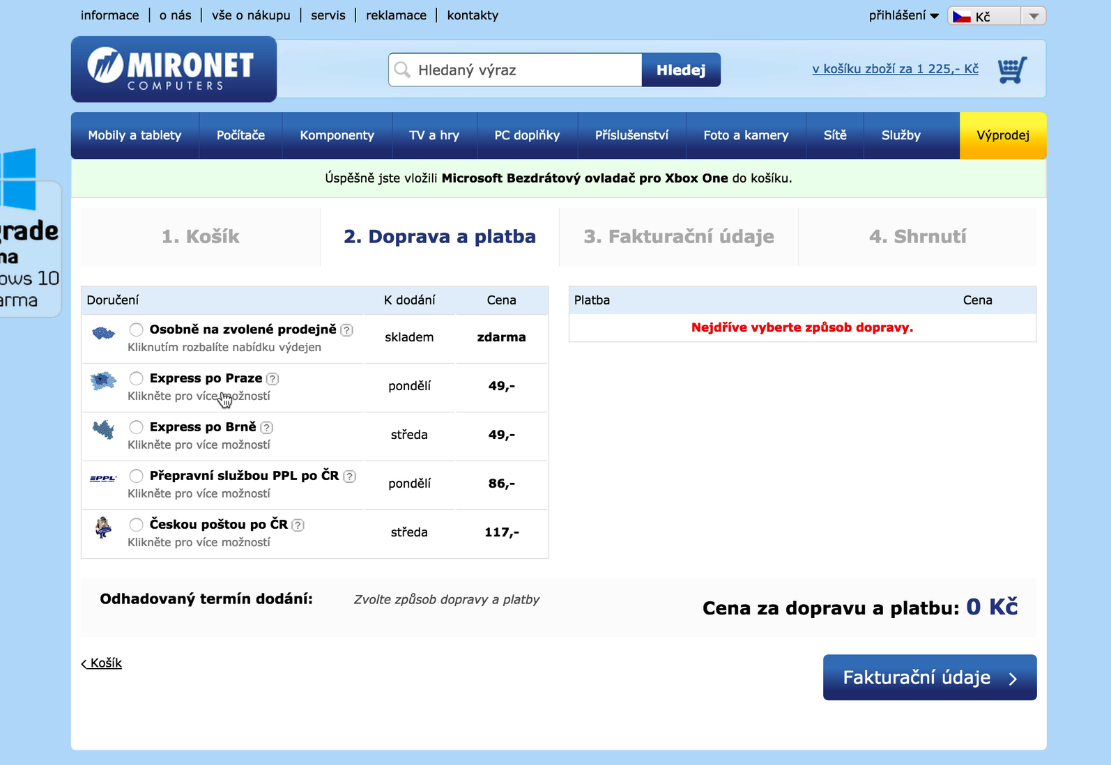 Mironet.cz Doprava a platba 2015