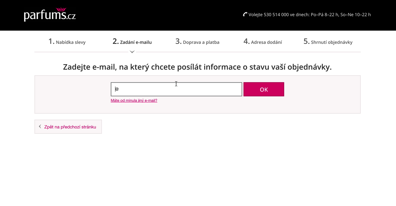 Parfums.cz Zadání emailu 2015
